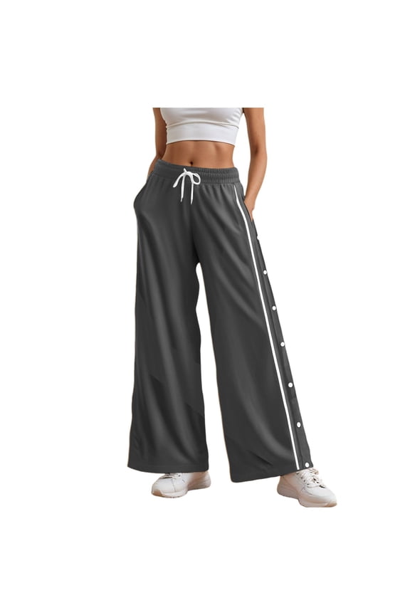 Women's Tear Away Pants Side Split Snap Open Bottom Sweatpants Leg Breakaway Post Surgery Pants with Pockets (Dark Gray, 3XL)