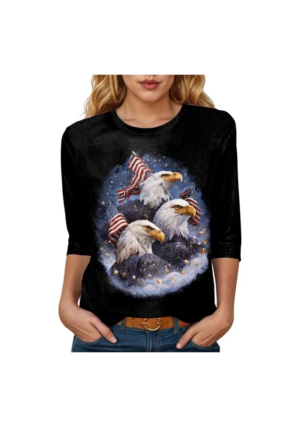 Women's V-Neck T-Shirt, USA 250 Years Tees, 4th of July Shirt, Patriotic Theme Tops (Black, XXL)