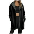 thumbnail image 1 of idosla Women's Zip Up Hoodie Long Tunic Hooded Sweatshirt Casual Oversized Fleece 2025 Fall Winter Jacket Coat With Pocket (Black, M), 1 of 5