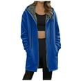 thumbnail image 1 of idosla Women's Zip Up Hoodie Long Tunic Hooded Sweatshirt Casual Oversized Fleece 2025 Fall Winter Jacket Coat With Pocket (Blue, XL), 1 of 5