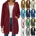 thumbnail image 1 of idosla Women's Zip Up Long Hoodies Coat Oversized Long Sleeve Fleece Sweatshirts Casual Fall Fashion Jacket with Pockets (Khaki, XL), 1 of 5