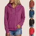 thumbnail image 1 of idosla Womens 2025 Hoodies Button Collar Drawstring Hooded Pullover Sweatshirt Casual Long Sleeve Tops Shirts (Purple, XL), 1 of 6