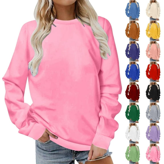 idosla Womens Casual Long Sleeve Sweatshirt Crew Neck Cute Pullover Relaxed Fit Tops (Dark Green, 5XL)