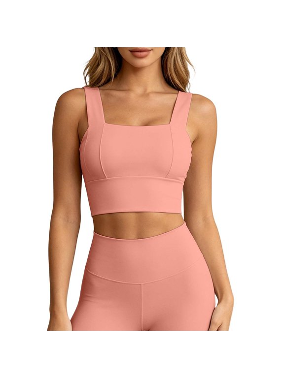Womens Crop Tank Swim Bra Sports Bra Under Swim Shirt Swimwear Bikini Tops Bathing Suit Padded Tops Only Swimsuits (Watermelon Red, M)