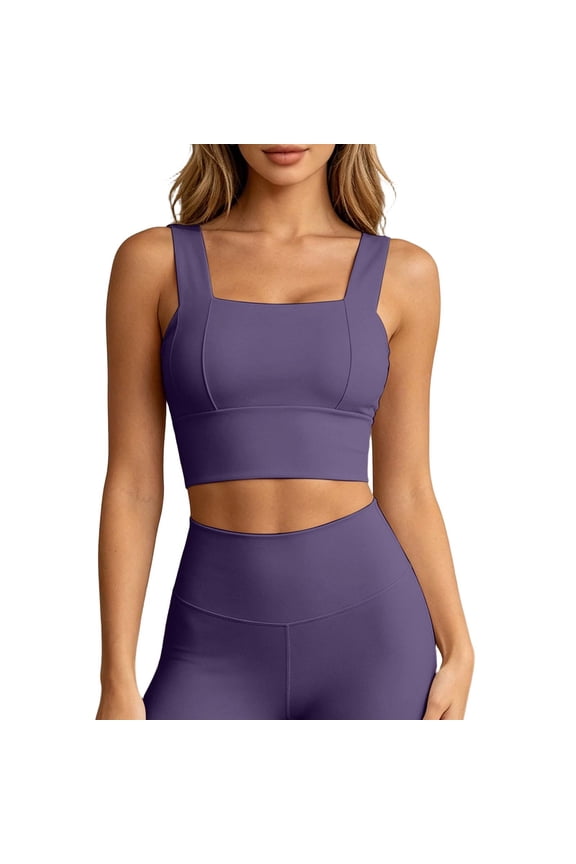 Womens Crop Tank Swim Bra Sports Bra for Under Swim Shirt Swimwear Bikini Tops Bathing Suit Padded Tops Only Swimsuits (Dark Purple, XXL)