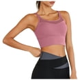 thumbnail image 1 of idosla Womens Crop Tank Tops with Built in Bras Breathable Wrap Ruched Athletic Workout Yoga Sleeveless Tops (Pink, M), 1 of 6