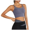 thumbnail image 1 of idosla Womens Crop Tank Tops with Built in Bras Breathable Wrap Ruched Athletic Workout Yoga Sleeveless Tops (Purple, XXL), 1 of 6