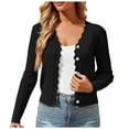 thumbnail image 1 of idosla Womens Cropped Cardigan Knit Shrugs for Dresses Tops V Neck Button Down Cardigans Sweaters (Black, S), 1 of 9
