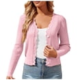 thumbnail image 1 of idosla Womens Cropped Cardigan Knit Shrugs for Dresses Tops V Neck Button Down Cardigans Sweaters (Light Pink, S), 1 of 9