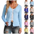thumbnail image 1 of idosla Womens Cropped Cardigan Knit Shrugs for Dresses Tops V Neck Button Down Cardigans Sweaters (White, M), 1 of 9