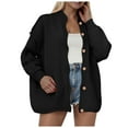 thumbnail image 1 of idosla Womens Cropped Cardigans Trendy 2025 Ruffle Open Front Chunky Knit Sweater Oversized Button Down Fall Clothes (Black, S), 1 of 7