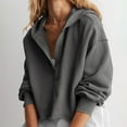 thumbnail image 1 of idosla Womens Cropped Sweatshirt Loose V Neck Hoodies Casual Long Sleeve Workout Hooded Sweatshirt Tops (Grey, M), 1 of 4