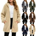 thumbnail image 1 of idosla Womens Fleece Zip Up Jacket with Pockets Oversized Long Sherpa Hoodie Fuzzy Jackets Warm Teddy Coat (Beige, XXL), 1 of 9