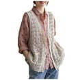 thumbnail image 1 of idosla Womens Floral Crochet Lace Boho Trim Sleeveless Open Front Vest Cardigan (Beige, One Size), 1 of 5