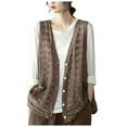 thumbnail image 1 of idosla Womens Floral Crochet Lace Boho Trim Sleeveless Open Front Vest Cardigan (Brown, One Size), 1 of 5