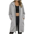 thumbnail image 1 of idosla Womens Hoodies 2025 Zip Up Sweatshirts Oversized Fashion Long Hooded Fall Winter Fleece Jackets with Pockets (Light Gray, XXL), 1 of 8