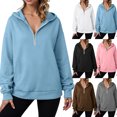 thumbnail image 1 of idosla Womens Hoodies Fleece Fall Fashion Outfits Workout Sweatshirts Y2k Winter Zip Up Jackets Oversized Tops Clothes 2025 (Brown, L), 1 of 9