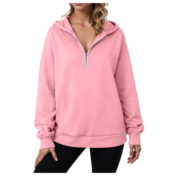 idosla Womens Hoodies Fleece Fall Fashion Outfits Workout Sweatshirts Y2k Winter Zip Up Jackets Oversized Tops Clothes 2025 (Pink, S)