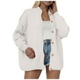 thumbnail image 1 of idosla Womens Cropped Cardigans Trendy 2025 Ruffle Open Front Chunky Knit Sweater Oversized Button Down Fall Clothes (White, M), 1 of 7