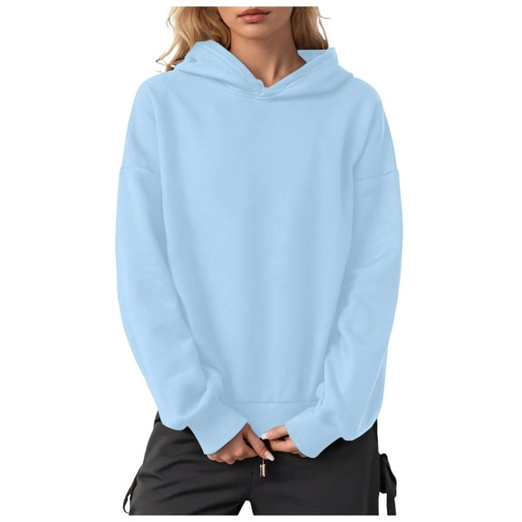 idosla Womens Oversized Hoodies Fleece Hooded Sweatshirts Fall Fashion Outfits 2025 Cute Clothes with Pockets (Sky Blue, XL)