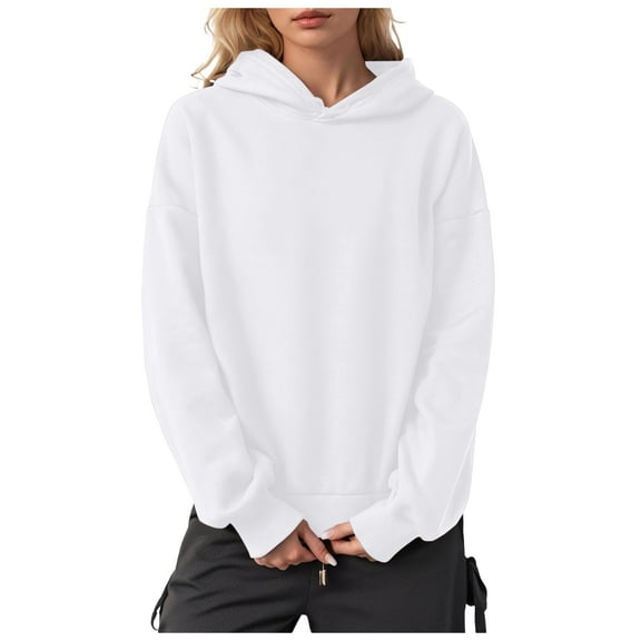 idosla Womens Oversized Hoodies Fleece Hooded Sweatshirts Fall Fashion Outfits 2025 Cute Clothes with Pockets (White, M)