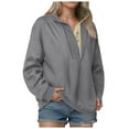 thumbnail image 1 of idosla Womens Oversized Sweatshirt Long Sleeve Henley Pullover Tops 2025 Fall Casual Button Loose Fit Teens Fashion Outfits (Grey, XXL), 1 of 6