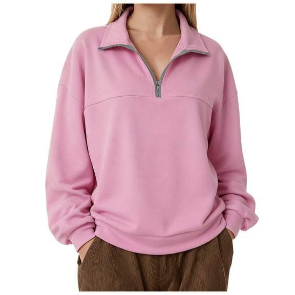 idosla Womens Oversized Sweatshirts Fall Sweaters Fashion Hoodies Half Zip Pullover Long Sleeve Shirts Clothes (Red, XXL)