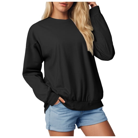idosla Womens Plus Size Sweatshirts Long Sleeve Fleece Soft Fall Winter Crew Neck Pullover Tops with Pockets 2025 (Black, XXL)