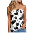 thumbnail image 1 of idosla Womens Smocked Strapless Bandeau Tank Tops Floral Tube Tops Backless Bandeau Tunic Tops Sleeveless Shirts (Dark Gray, XL), 1 of 4