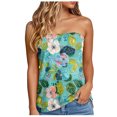 thumbnail image 1 of idosla Womens Smocked Strapless Bandeau Tank Tops Floral Tube Tops Backless Bandeau Tunic Tops Sleeveless Shirts (Green, L), 1 of 4