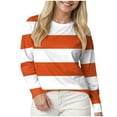 thumbnail image 1 of idosla Womens Striped T Shirts Long Sleeve Fall Tops Tees Loose Fit Casual Tunic Top Going Out Tops (Orange, XXL), 1 of 4