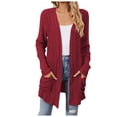 thumbnail image 1 of idosla Cardigan for Women Lightweight Long Sleeve Open Front Cardigans with Pockets (Wine, L), 1 of 7