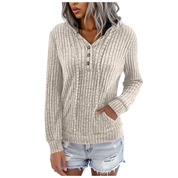 idosla Womens Sweaters Fashion Hoodies Long Sleeve Tops Casual Sweatshirts Fall Outfits Pullover Winter Clothes 2025 (Khaki, XXL)