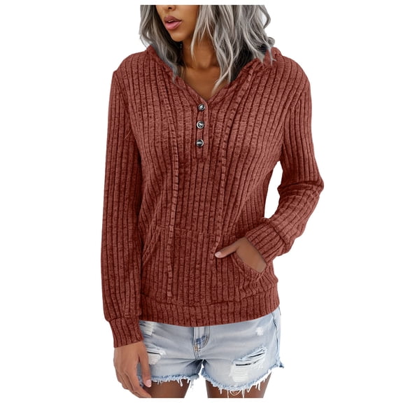 idosla Womens Sweaters Fashion Hoodies Long Sleeve Tops Casual Sweatshirts Fall Outfits Pullover Winter Clothes 2025 (Wine, M)
