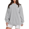thumbnail image 1 of idosla Womens Sweatshirts Oversized Crewneck Fleece Pullover Hoodies Trendy Cute Long Sleeve Drop Shoulder Sweater Tops (Grey, S), 1 of 4