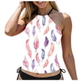 thumbnail image 1 of idosla Womens Swim Tankini Tops High Neck Bathing Suit Slim Fit Swim Tops UPF 50+ Tummy Control Swimsuits No Bottom (Light Purple, XL), 1 of 7