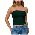 thumbnail image 1 of idosla Womens Tube Top Summer Going Out Tops Strapless Y2K Bandeau Spring Fitted Shirts Beach Vacation Clothes (Green, L), 1 of 6