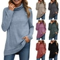 thumbnail image 1 of idosla Womens Tunic Tops Turtleneck Long Sleeve Shirts Oversized Fall Sweaters Side Split High Low Hemline (Purple, S), 1 of 4