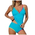 thumbnail image 1 of idosla Womens Two Piece Tankini Swimsuits Modest Tummy Control Swim Suits 2026 Neon Full Coverage Bathing Suit (Blue, XL), 1 of 9