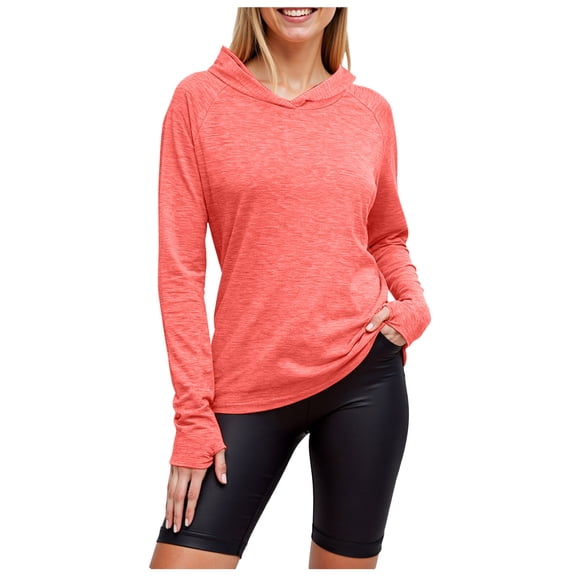 idosla Womens UPF 50  Sun Hoodie Shirt Long Sleeve Fishing Hiking Hooded UV Shirts Lightweight Quick Dry Tops (Hot Pink, L)