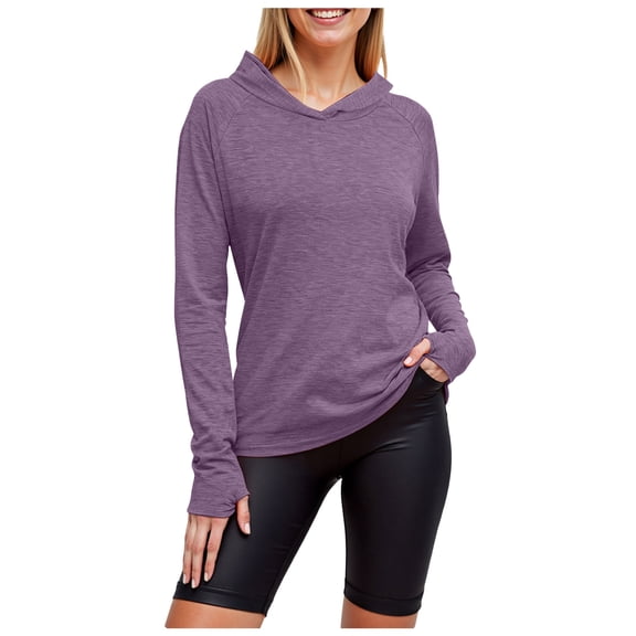 idosla Womens UPF 50  Sun Hoodie Shirt Long Sleeve Fishing Hiking Hooded UV Shirts Lightweight Quick Dry Tops (Purple, 3XL)