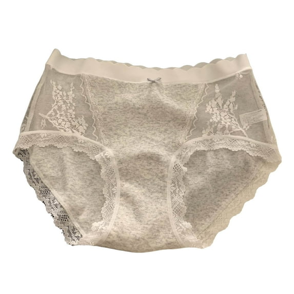 idosla Womens Underwear Sexy Briefs Bow Tie Bikini Lace Trim Low Rise Hipster Cotton Panties Panty Everyday (Light Gray, M)