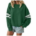 thumbnail image 1 of idosla Womens Varsity Striped Oversized Sweatshirt Crewneck Long Sleeve Casual Fashion Pullover Top Fall Outfits (Green, XL), 1 of 9