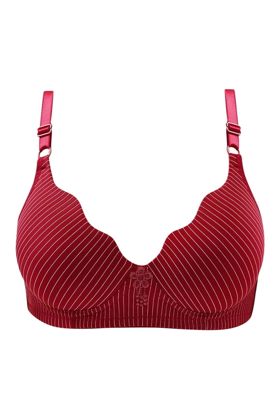 Womens Wireless Push Up Bra Seamless Comfortable Underwear Everyday Wear (Wine, 38)