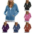 thumbnail image 1 of idosla Womens Zip Up Hoodies Long Sleeve Hoodie Jackets Lightweight Tunic Sweatshirt Open Front Cardigan (Dark Blue, L), 1 of 4