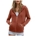 thumbnail image 1 of idosla Womens Zip Up Hoodies Long Sleeve Hoodie Jackets Lightweight Tunic Sweatshirt Open Front Cardigan (Orange, M), 1 of 4
