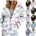 thumbnail image 1 of idosla Womens Zip Up Hoodies Oversized Sweatshirts Drawstring School Butterfly Printed Outfits Casual Jackets 2025 Clothes (Light Purple, XL), 1 of 7