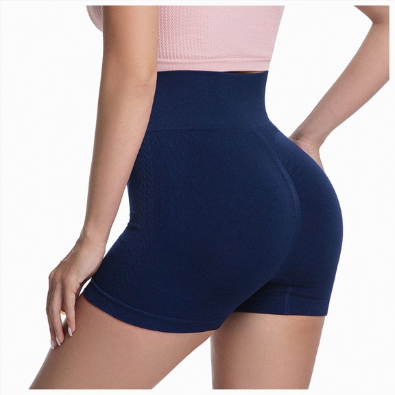 idosla Workout Shorts Sets for Women, High Waisted Butt Lifting Scrunch Butt Sports Seamless Gym Shorts (Navy, XL)