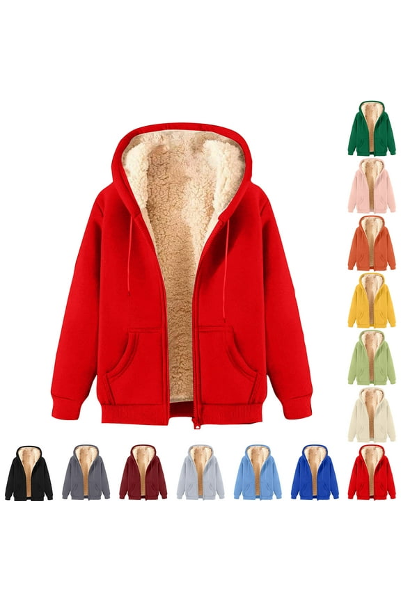 Zip Up Hoodie Women Fleece Sherpa Lined Jacket Fall Winter Coat Casual Trendy Clothing (Light Green, S)