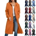 thumbnail image 1 of idosla Zip Up Long Hoodie Jackets for Women Oversized Fleece Tunic Sweatshirt 2025 Fall Winter Casual Solid Coat With Pocket (Orange, S), 1 of 6